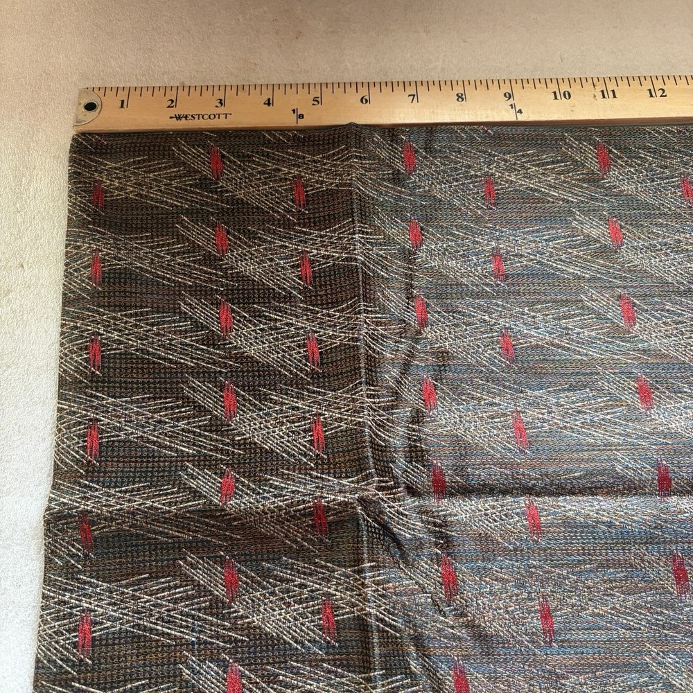 Ohmori Co Tokyo 100% Silk Scarf Brown Red Rectangle 11.5X28 Fringe Old Money - Picture 6 of 7